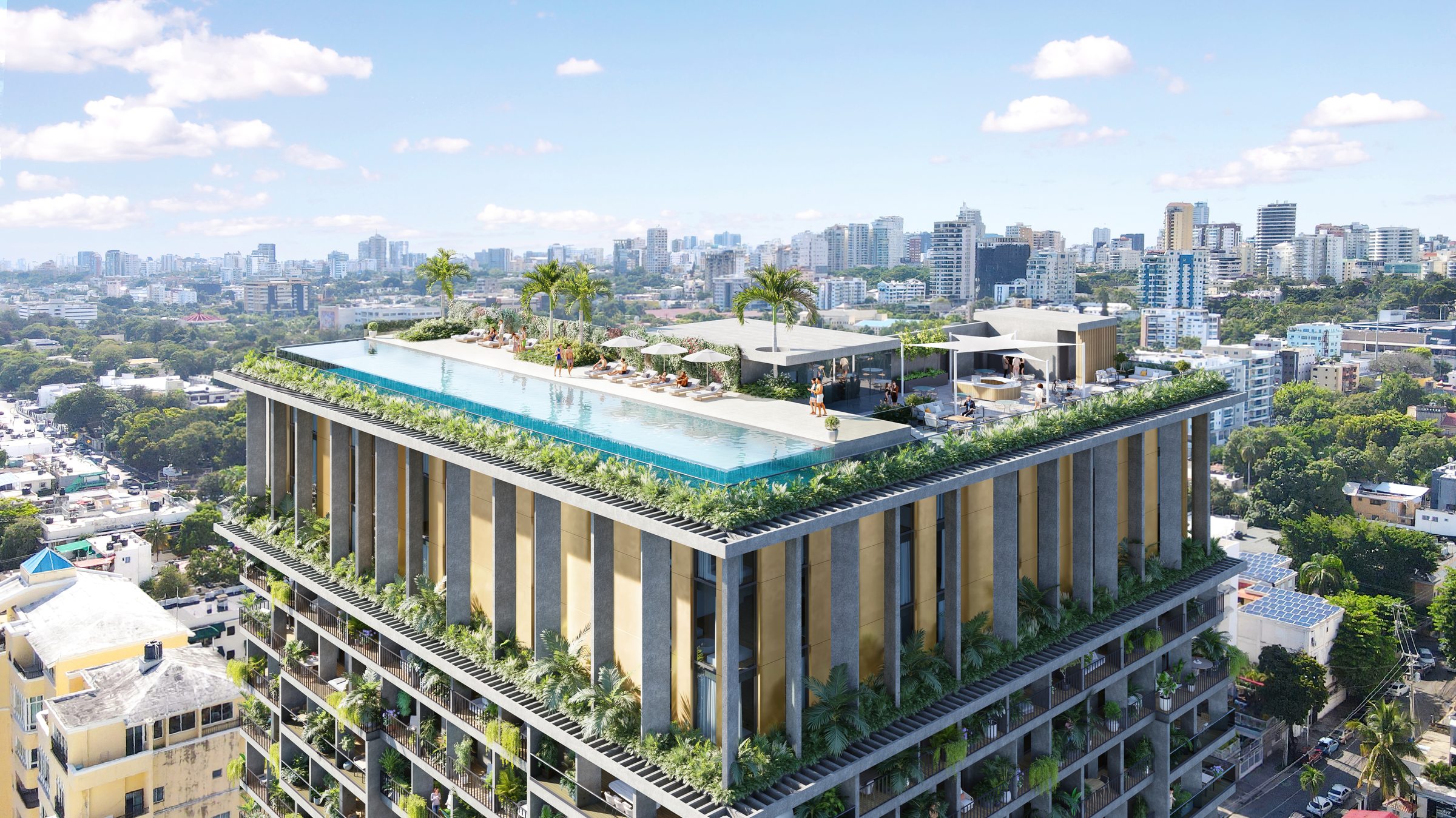 Jardines de Bellas Artes rooftop aerial city