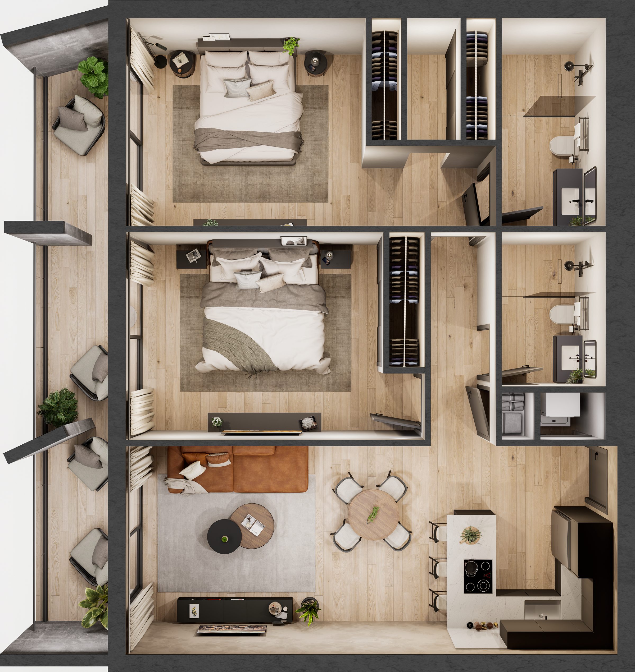 2 bedroom type A floorplan