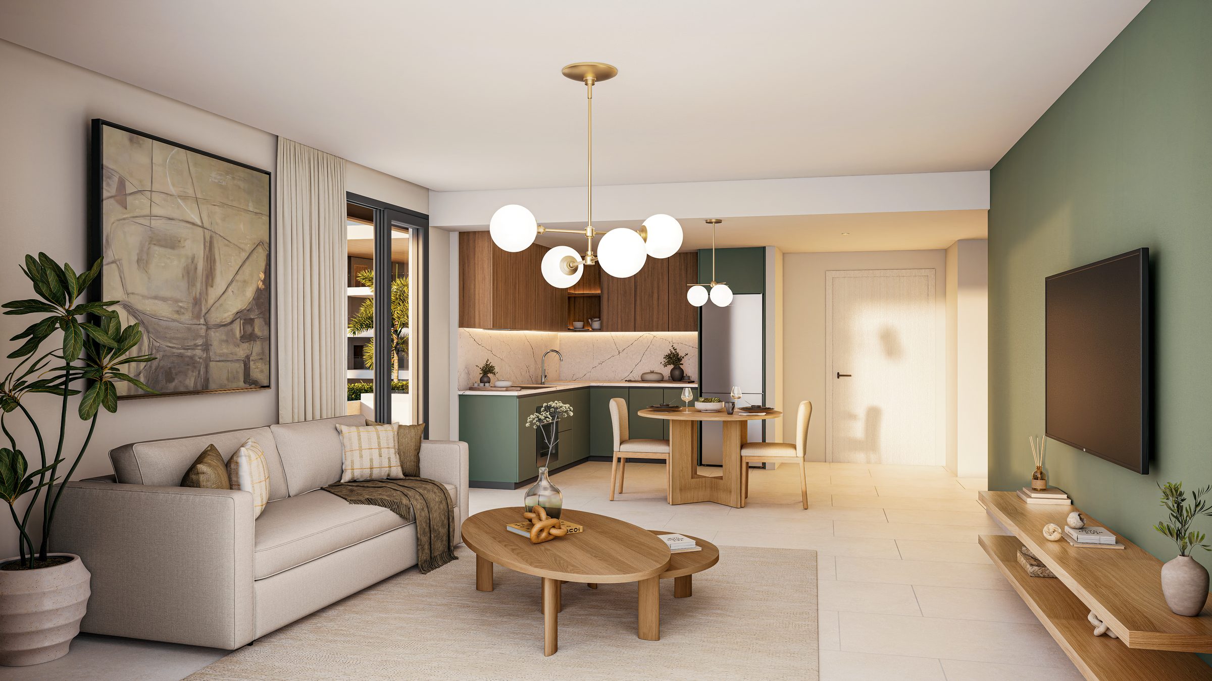 Open plan living and kitchen