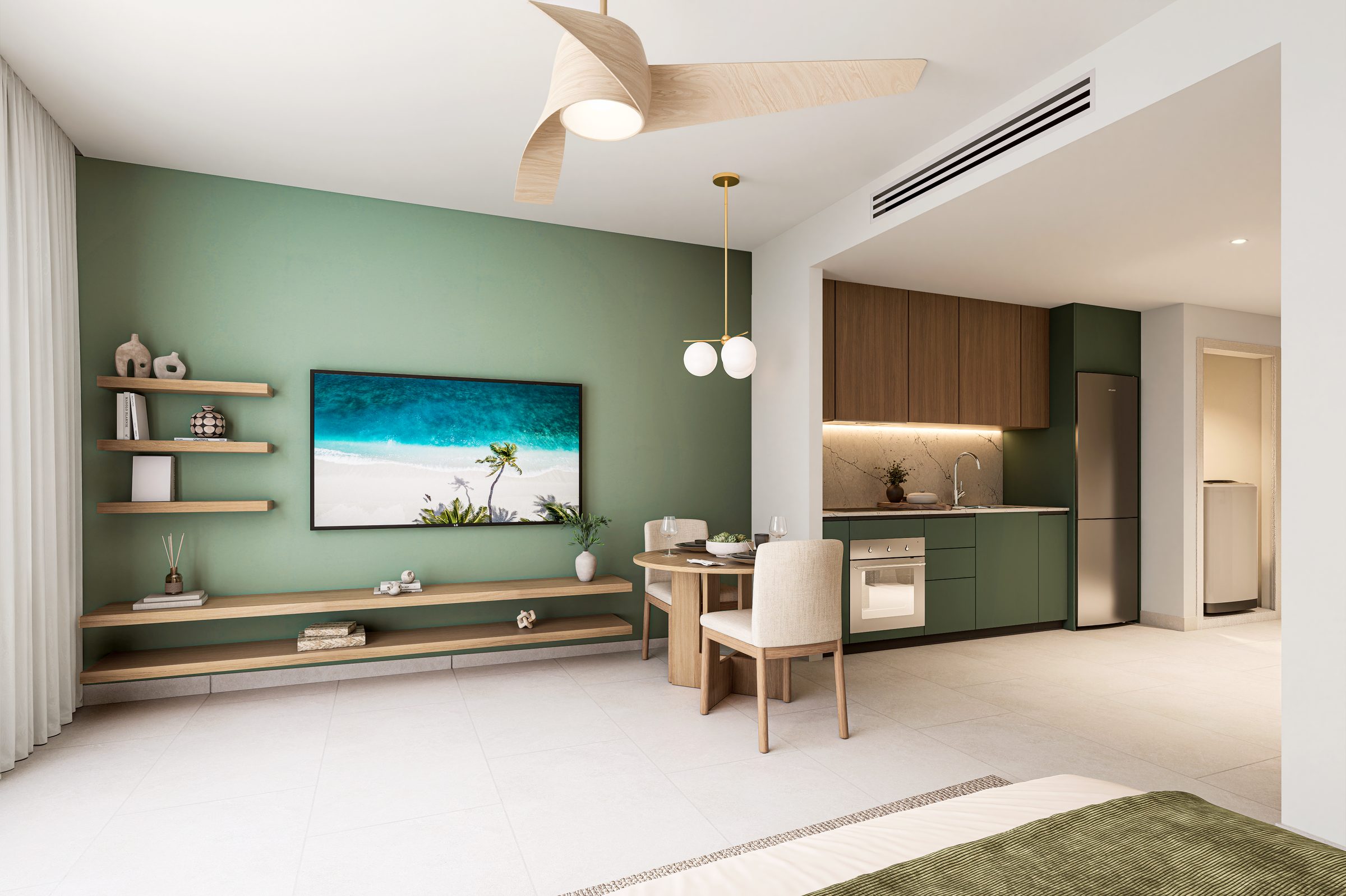 Living and kitchen open plan