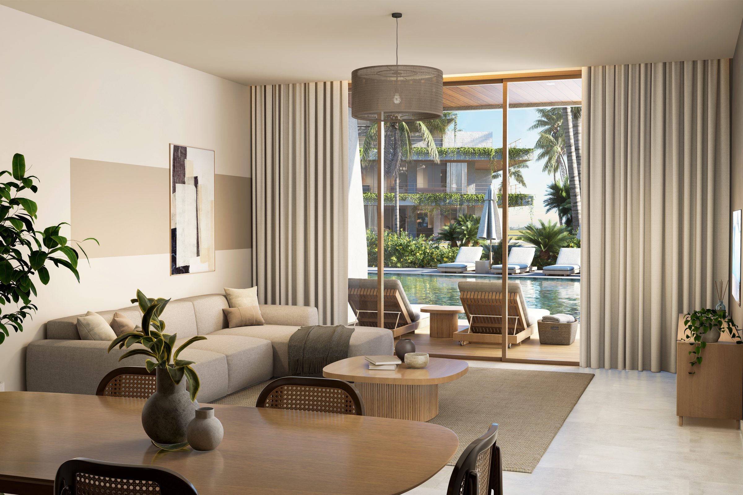 Silver Beach 2 bedroom living room and kitchen