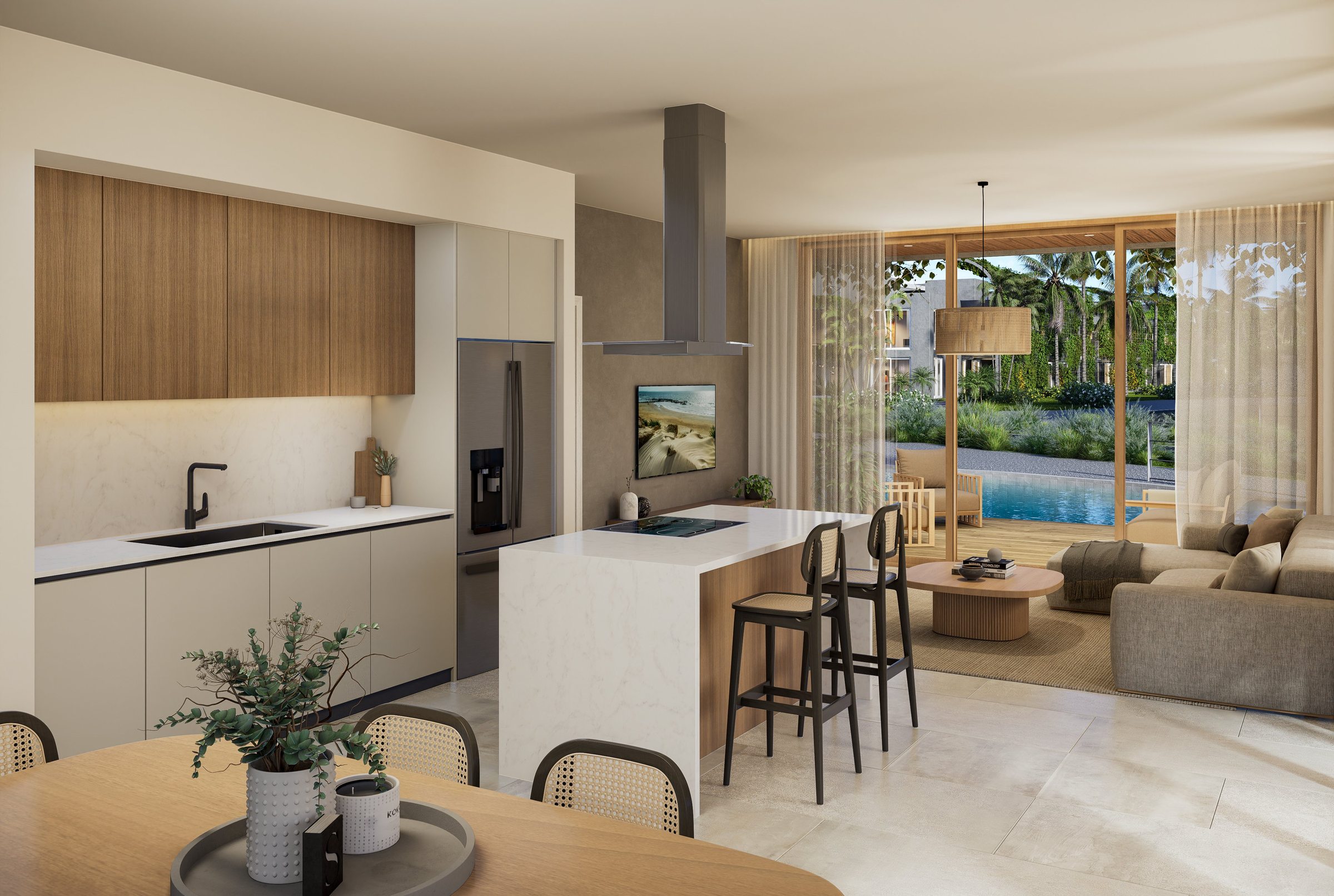 Silver Beach 3 bedroom kitchen and living