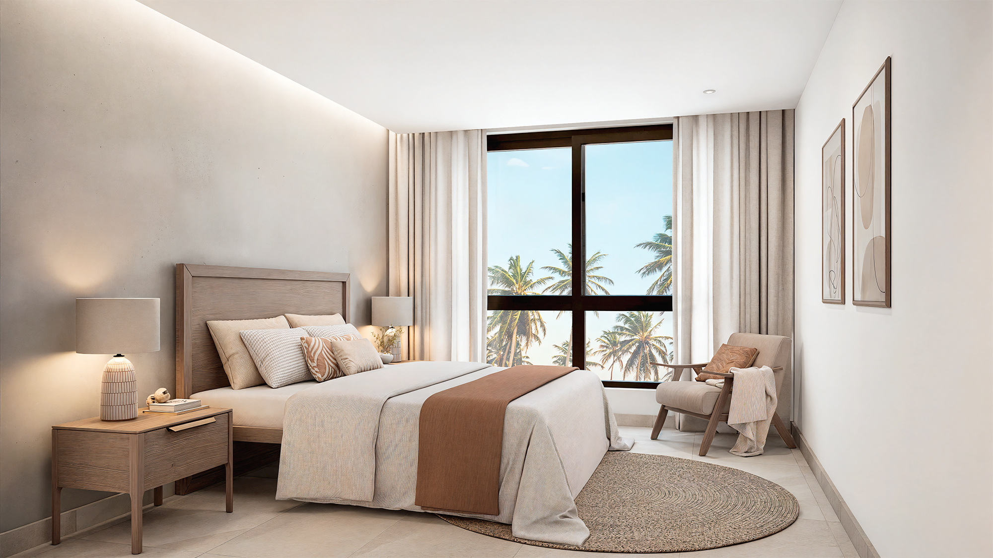 The Reef bedroom palm view
