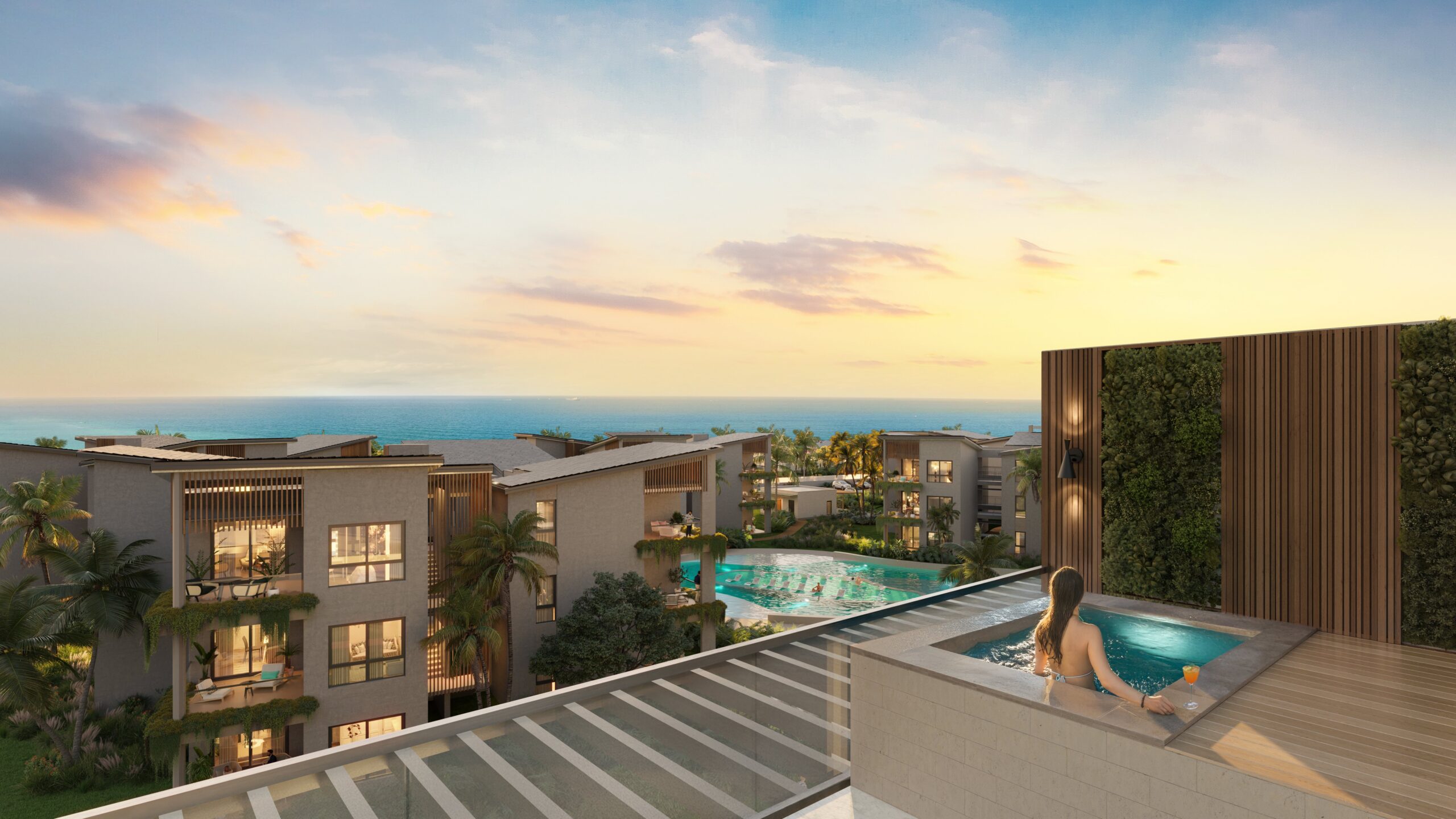 The Reef pool aerial view