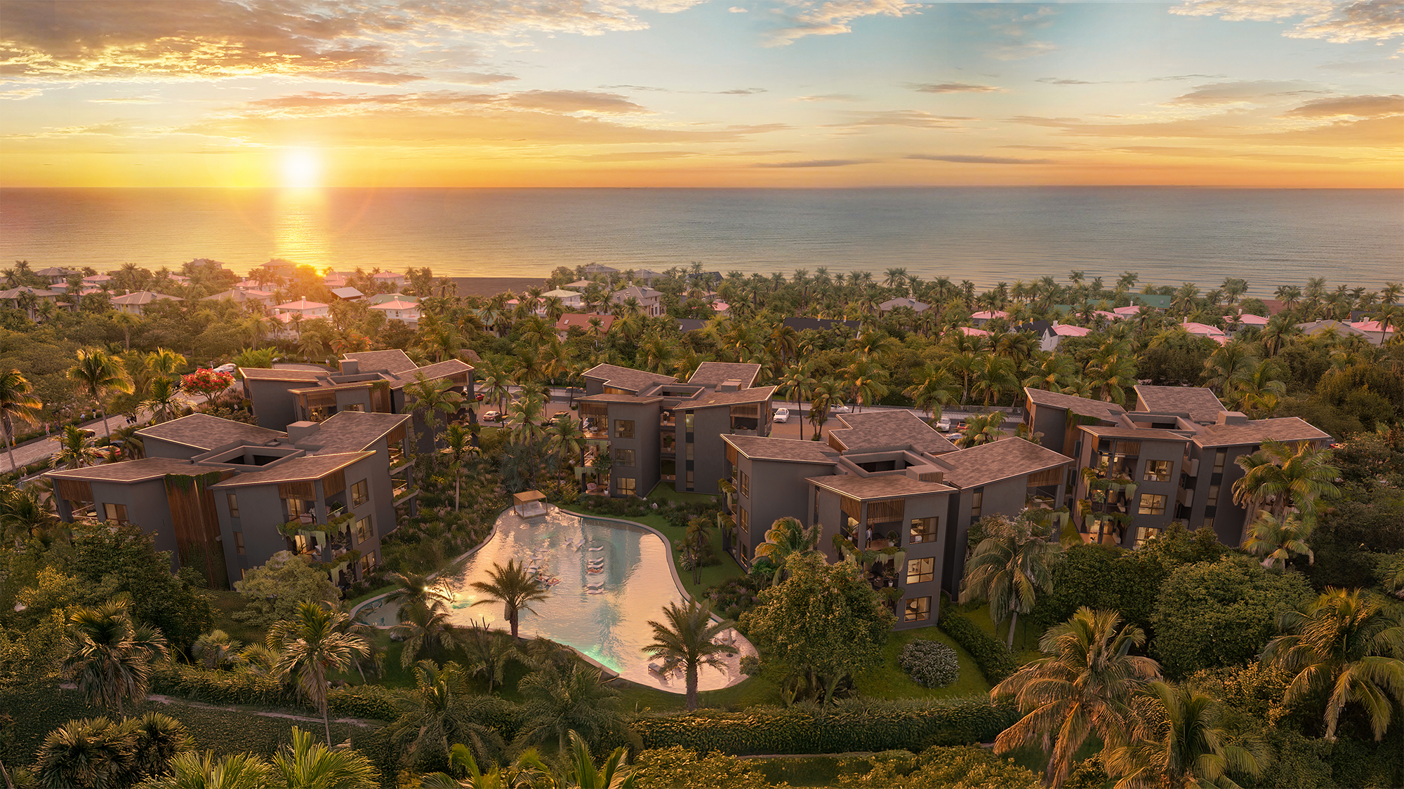 The Reef beachfront view from sea