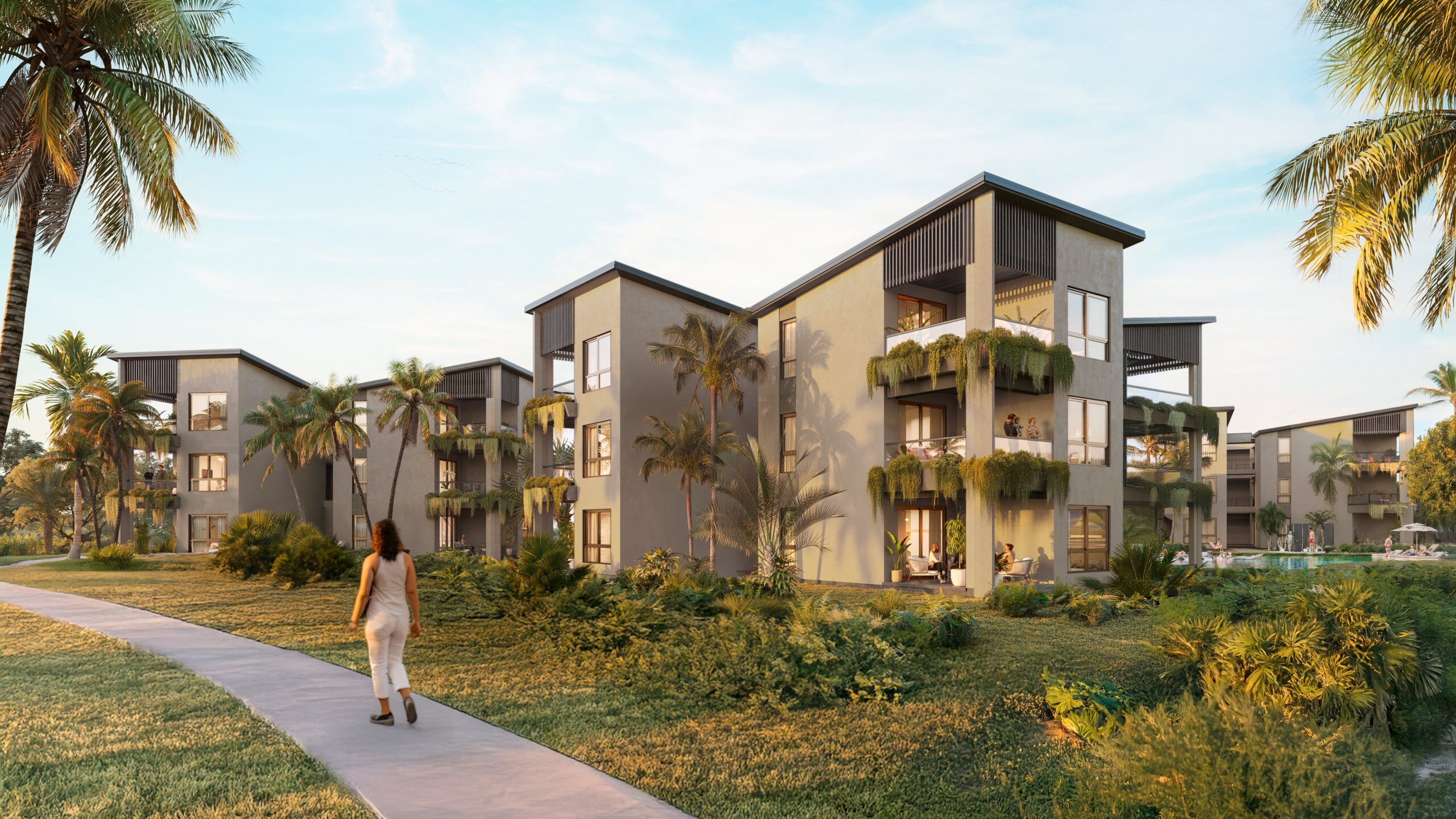 The Reef buildings and greenery